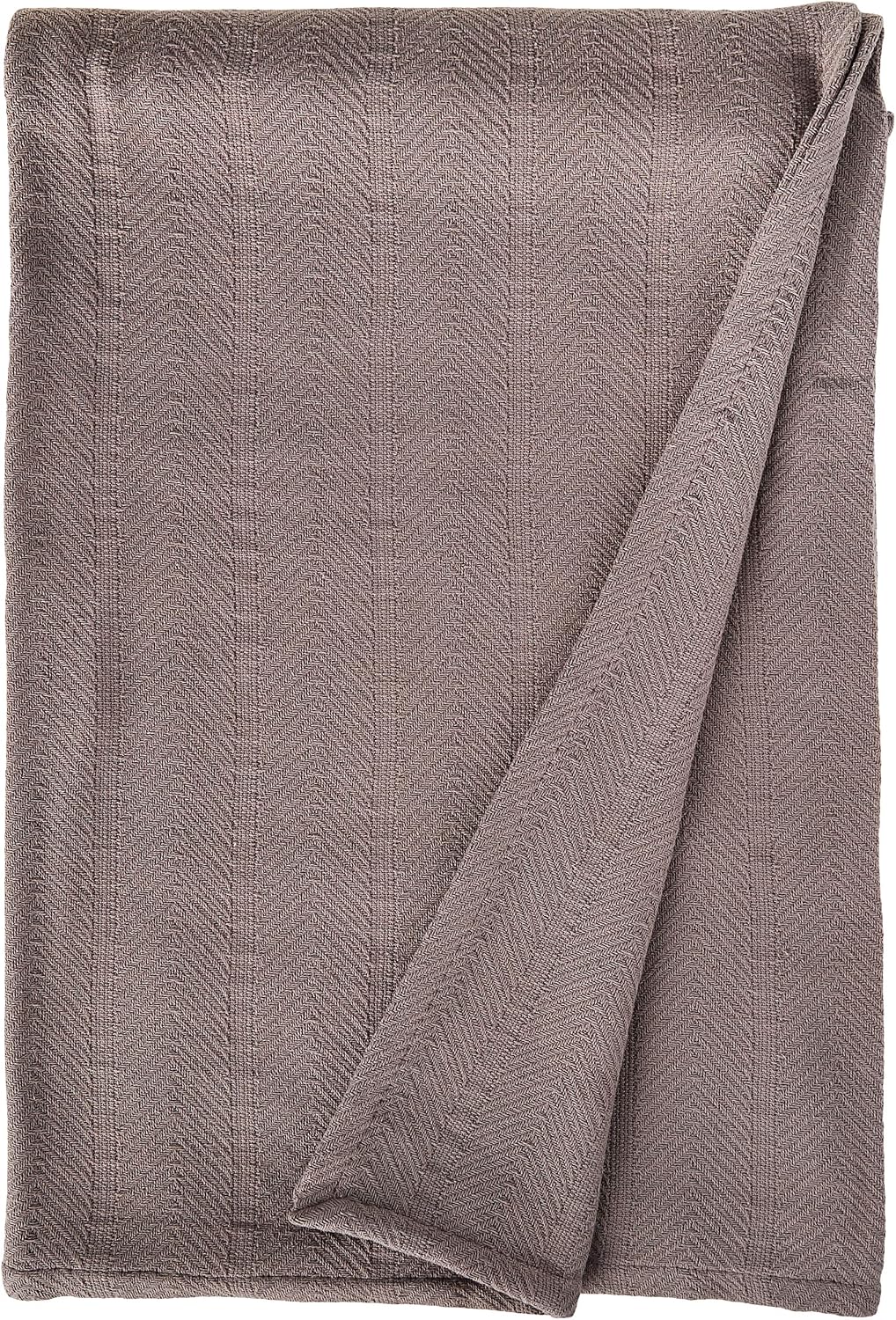 Eddie Bauer - Queen Size Blanket, 100% Soft Cotton Bed Blanket for Year Round Comfort, Throw Blanket for Couch or Bed (Herringbone Blue Stripe)