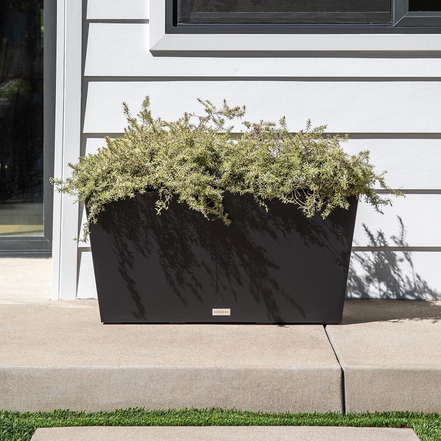 Veradek Pure Series Midori Planter - Wide Outdoor Planter | Made From Durable Plastic With Pre-Drilled Drainage Holes. Modern Porch/Patio Décor for Plants, Flowers and Herbs