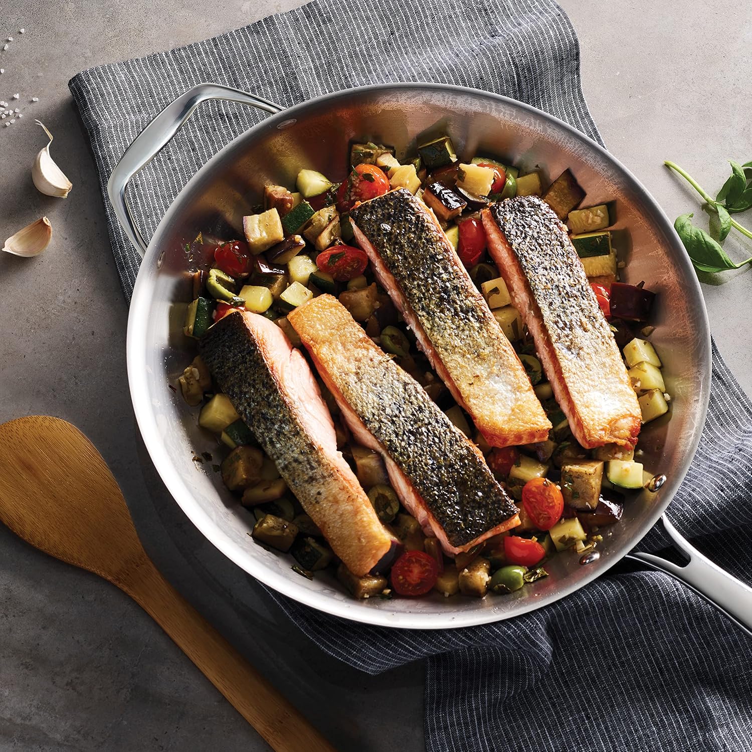 Tramontina Signature Tri-Ply Clad Stainless Steel 12-Inch Large Frying Pan | Induction-Ready Skillet, Dishwasher-Safe, NSF-Certified