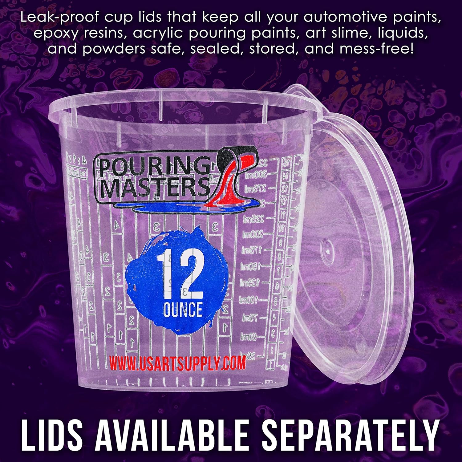 Pouring Masters 40 Ounce (1200ml) Graduated Plastic Mixing Cups (Box of 24)
