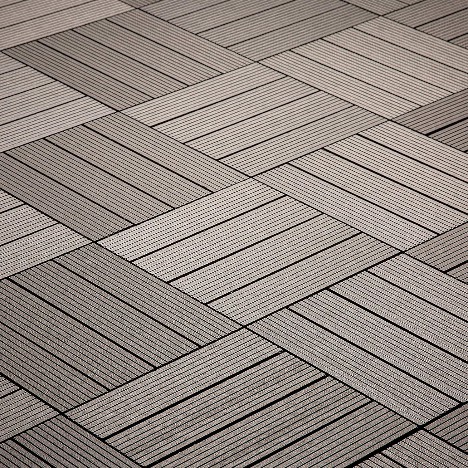 IncStores Helios Interlocking Patio Deck Tiles | All Weather | Waterproof Outdoor Flooring for Patio, Balcony Flooring, Garden and Poolside | 12"x12" | 11 Gray 6 Slate Tiles