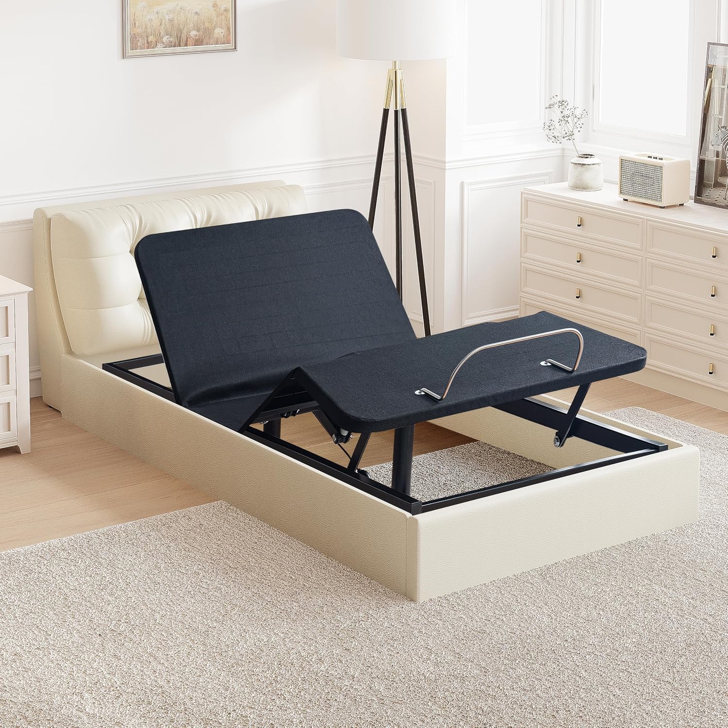 Naomi Home Idealbase Twin XL Adjustable Bed Frame with Lumbar Support | Twin Xl Adjustable Bed With Lumbar Support, Head & Foot Incline, Massage, Usb Ports, Wireless Remote & Zero Gravity