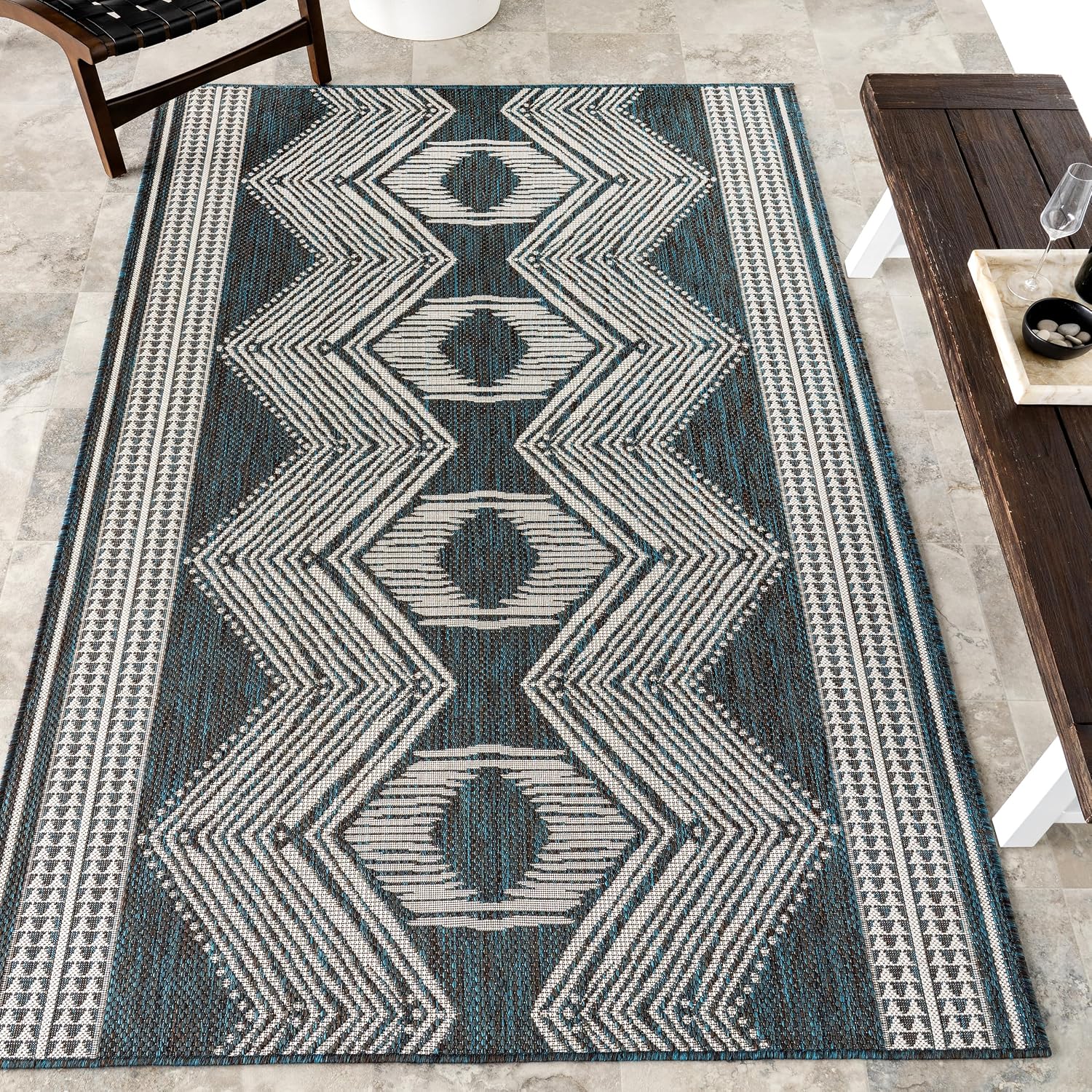 nuLOOM Ranya Light Brown Geometric Indoor/Outdoor Area Rug, 4' x 5'