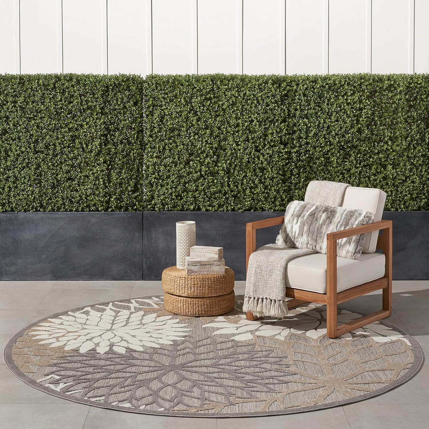 Nourison Home Aloha Indoor/Outdoor Black White 2'8" x 4' Area Rug, Tropical, Botanical, Easy Cleaning, Non Shedding, Bed Room, Living Room