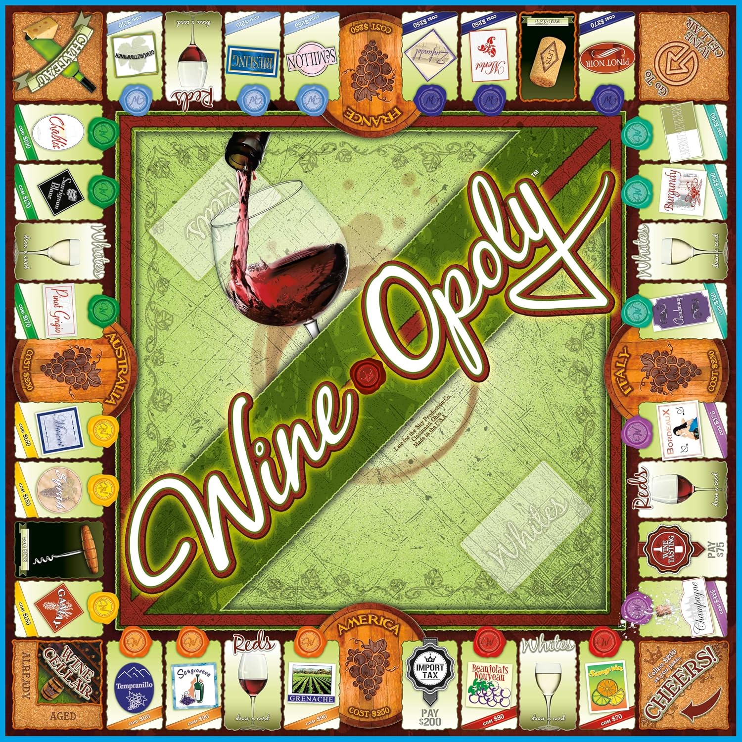 Late for the Sky Wine-Opoly Board Game – Wine Lovers Party and Family Strategy, Property Trading Fun for Adults and Teens, 2–6 Players