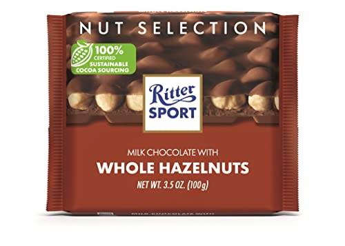 Ritter Sport Chocolate Bars with Nuts (Dark Chocolate with Hazelnuts, 3.5 Ounce (Pack of 10))