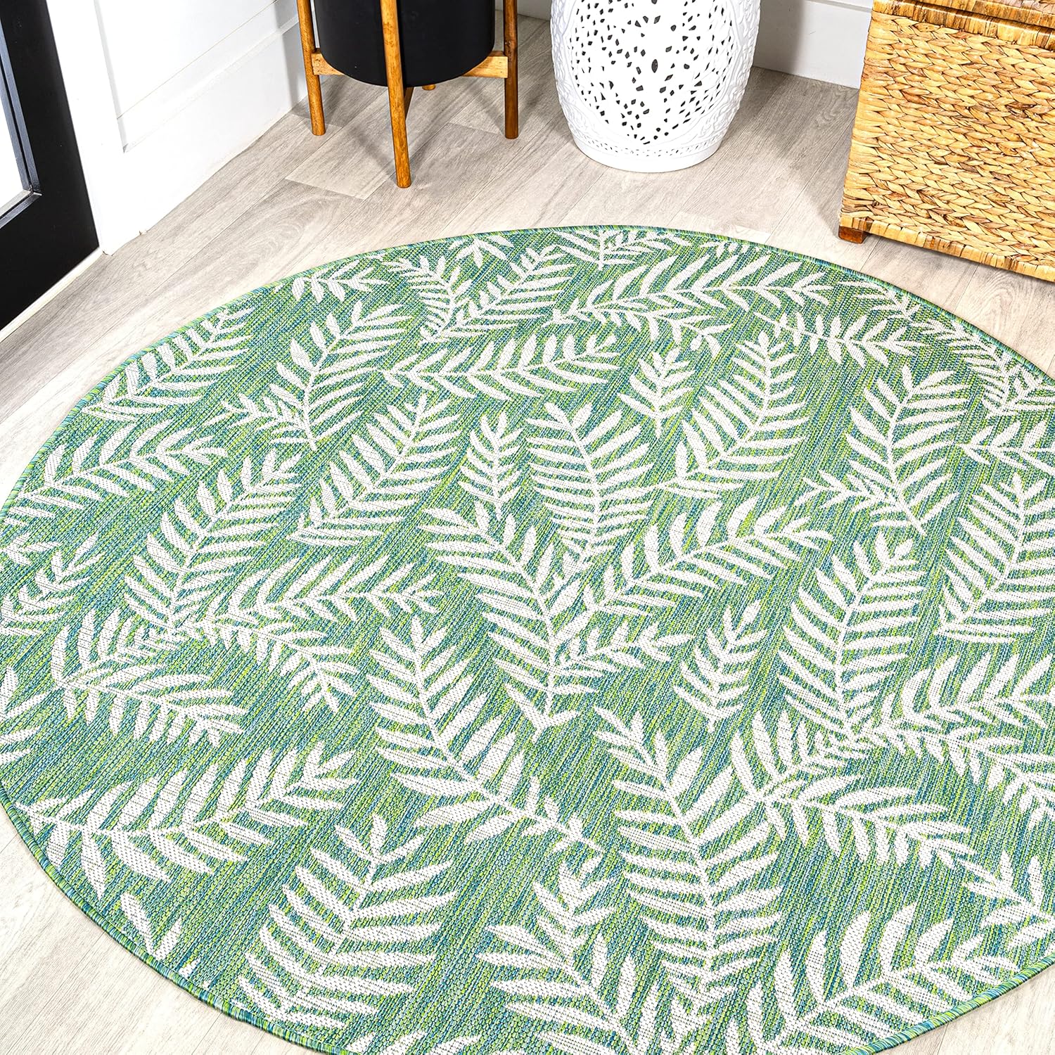 JONATHAN Y Palm Frond Indoor Outdoor Area Rug 3X5 Navy/Ivory, Nevis for Backyard, Patio, Porch, Easy-Cleaning, High Traffic, Pet-Friendly
