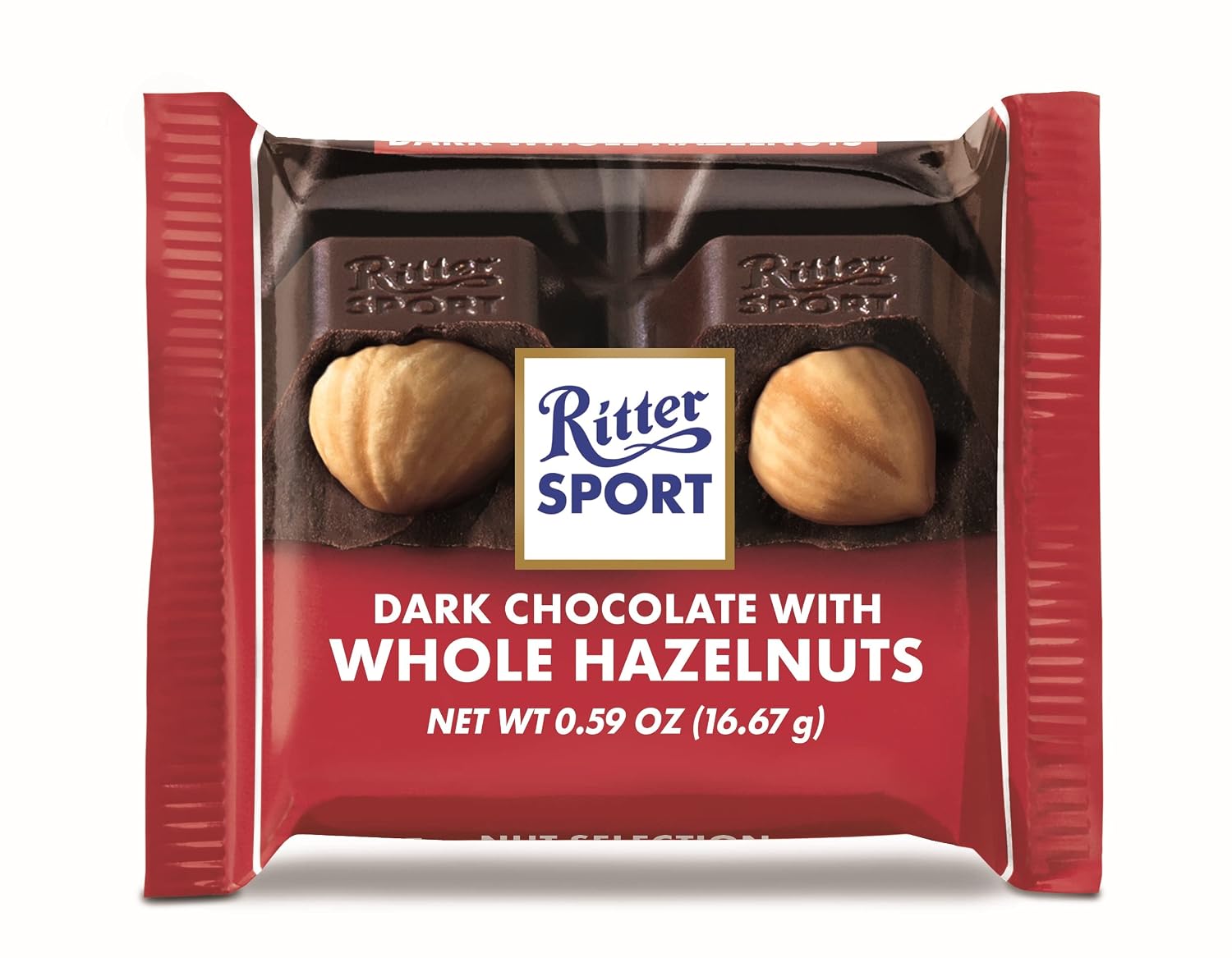 Ritter Sport Chocolate Bars with Nuts (Dark Chocolate with Hazelnuts, 3.5 Ounce (Pack of 10))