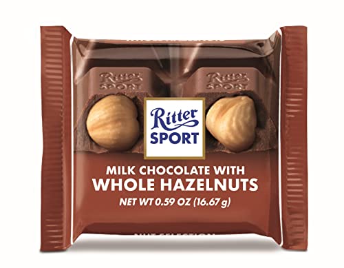 Ritter Sport Chocolate Bars with Nuts (Dark Chocolate with Hazelnuts, 3.5 Ounce (Pack of 10))
