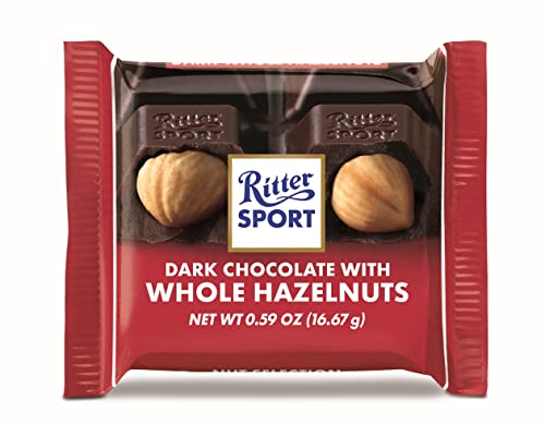 Ritter Sport Chocolate Bars with Nuts (Dark Chocolate with Hazelnuts, 3.5 Ounce (Pack of 10))