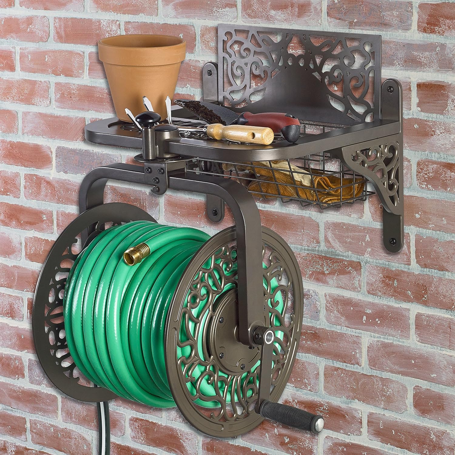 Liberty Garden 710 Navigator Rotating Garden Hose Reel, Holds 125-Feet of 5/8-Inch Hose - Bronze