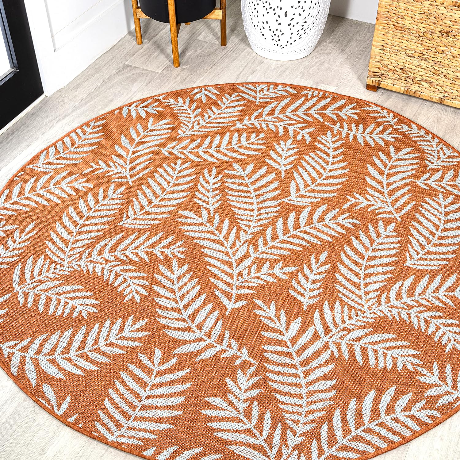 JONATHAN Y Palm Frond Indoor Outdoor Area Rug 3X5 Navy/Ivory, Nevis for Backyard, Patio, Porch, Easy-Cleaning, High Traffic, Pet-Friendly