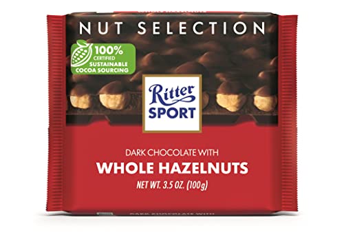 Ritter Sport Chocolate Bars with Nuts (Dark Chocolate with Hazelnuts, 3.5 Ounce (Pack of 10))