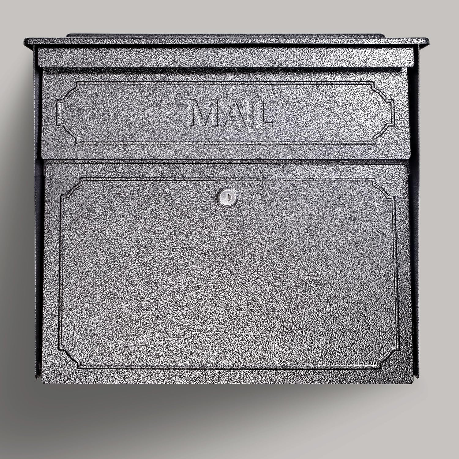 Mail Boss 7172 Townhouse Locking Security Wall Mount Mailbox, Black, Pack of 1 | Anti-pry locking door, classic stamped-panel design with decorative top cap, fixed slot fits envelopes and magazines.