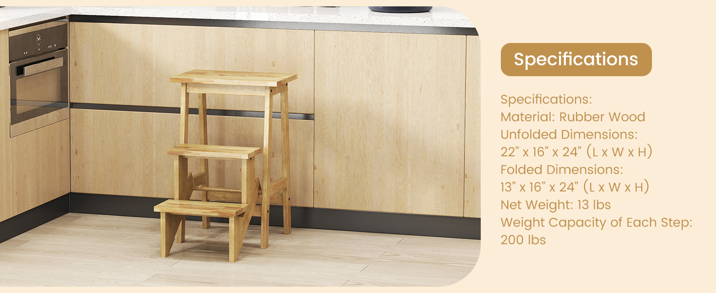 folding wooden step stool