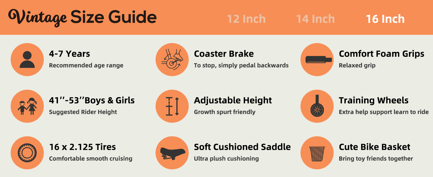 16inch kids bike size guide
