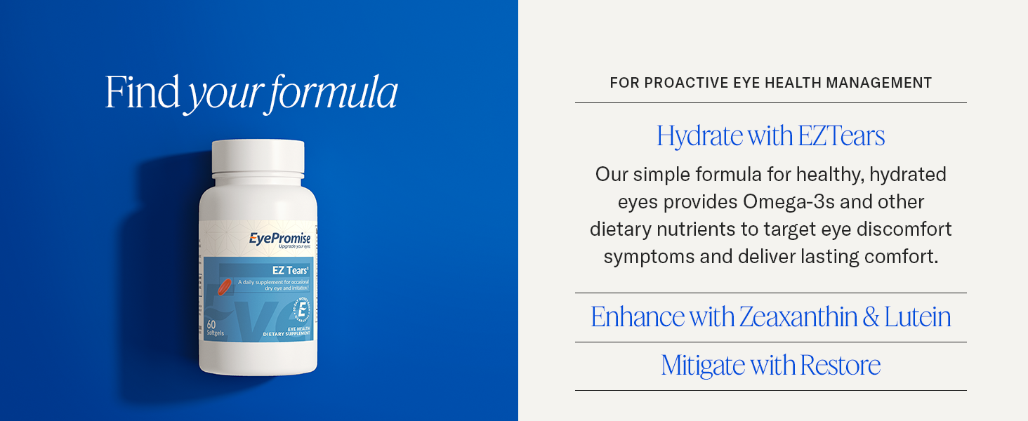 Hydrate with EZTears: Provides Omega-3s to target eye discomfort symptoms