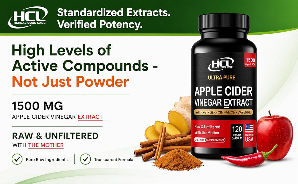 acv apple cider vinegar extract hcl herbal code labs capsules tablets powder turmeric spirulina