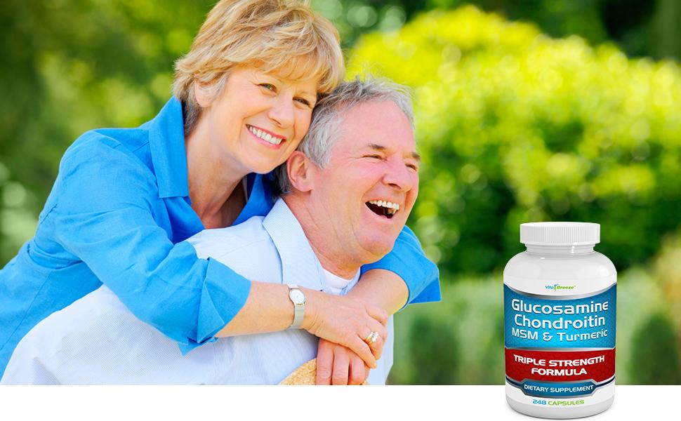 A smiling elderly couple enjoying the freedom &amp;amp; health benefits from Vita Breeze Glucosamine