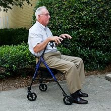 rollator walker with seat rolling sit seating padded