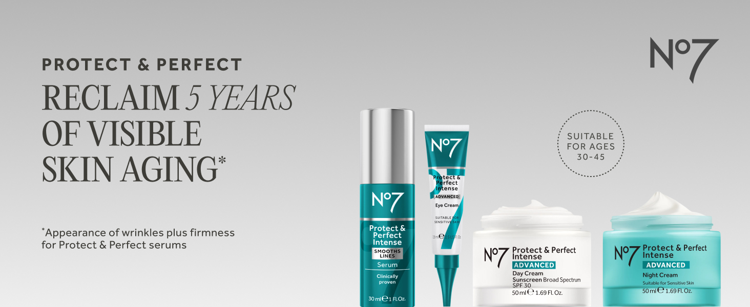 No7 Protect &amp;amp; Perfect Intense Advanced Serum Anti-Aging Face Serum Firms Fine Lines and Wrinkles