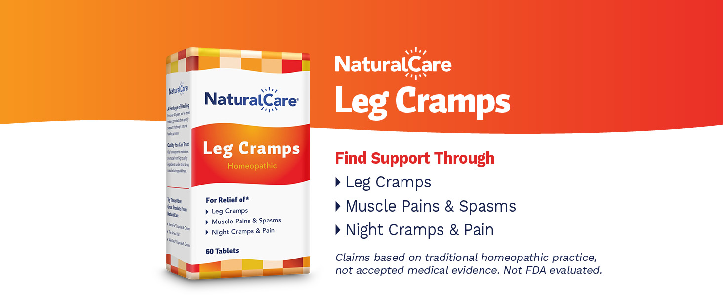 NaturalCare Leg Cramps Homeopathic tablets will let you find support through leg and muscle pain