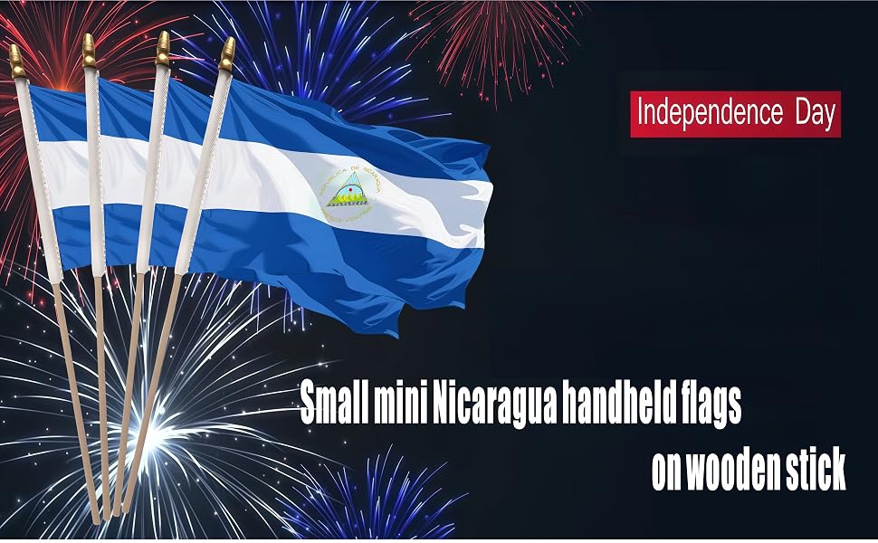 Small Mini Nicaragua Flag on Wooden Stick