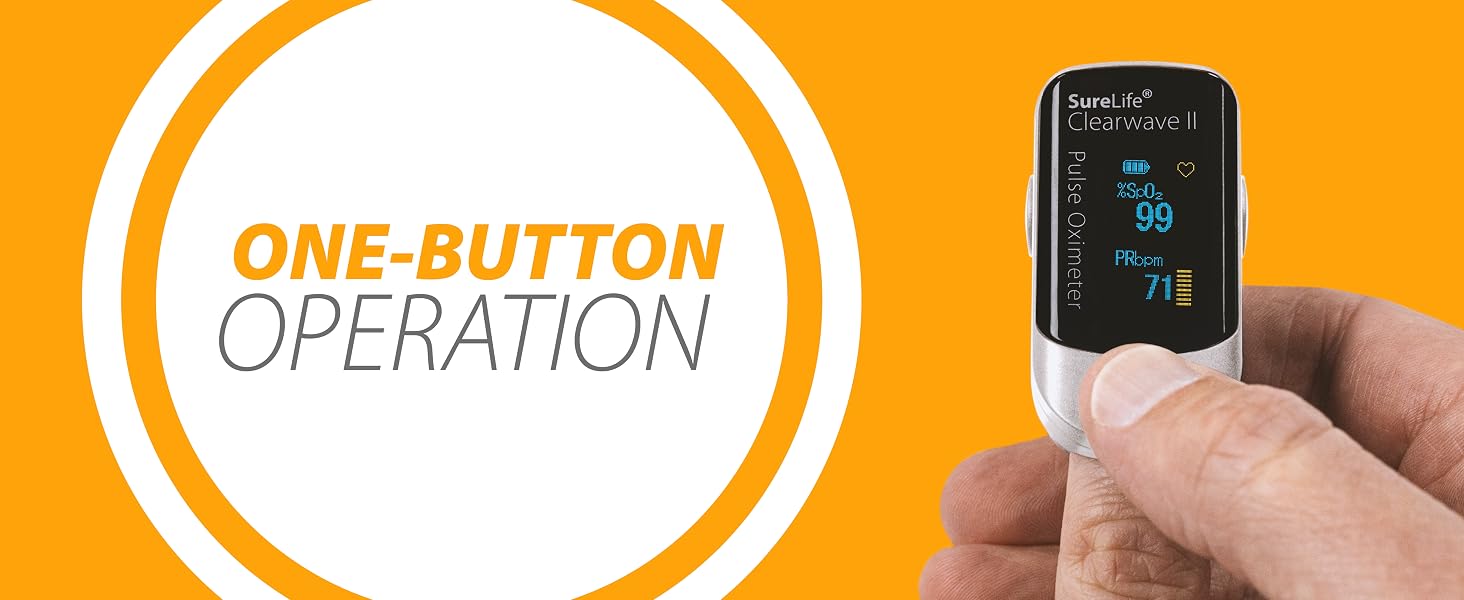 SureLife Clearwave II Pulse Oximeter - One-Button Operation