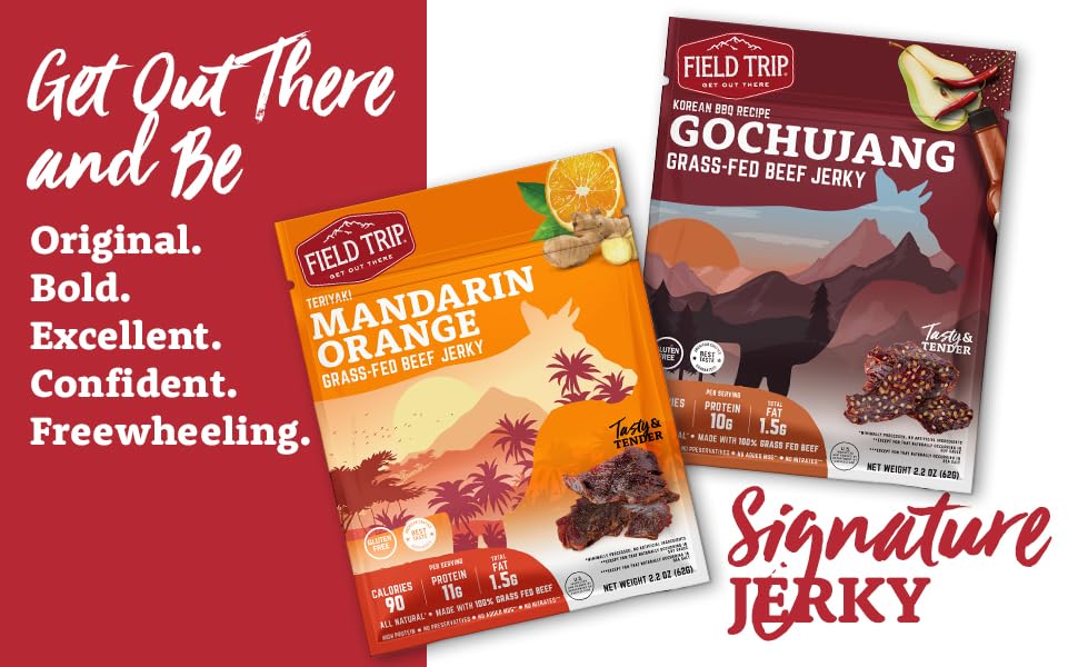 Field Trip Grass Fed Beef Jerky, Healthy Gluten Free Snacks, All Natural, Paleo-Friendly Beef Jerky