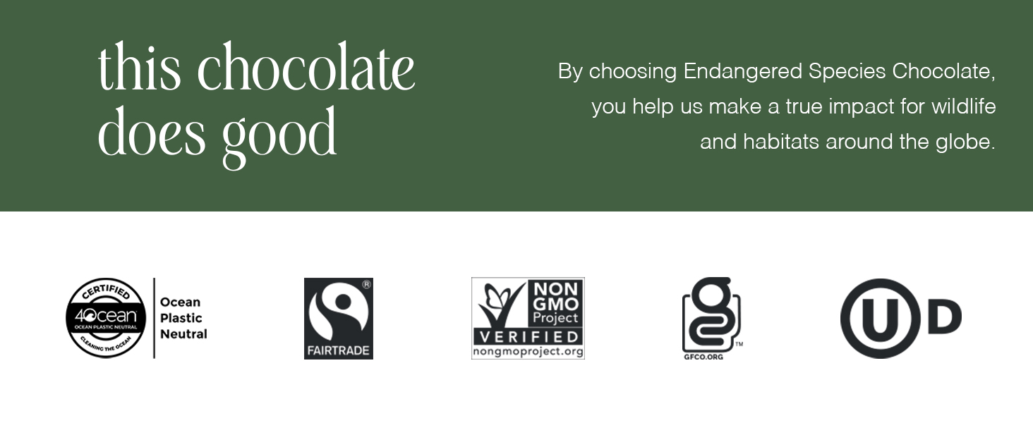 Endangered Species Dark Chocolate Candy Bars 48% cacao