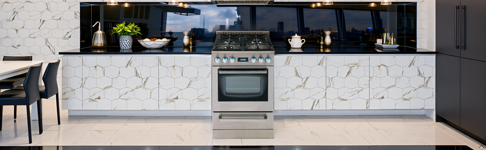 A modern kitchen with sleek stainless steel appliances, including the product on a countertop.