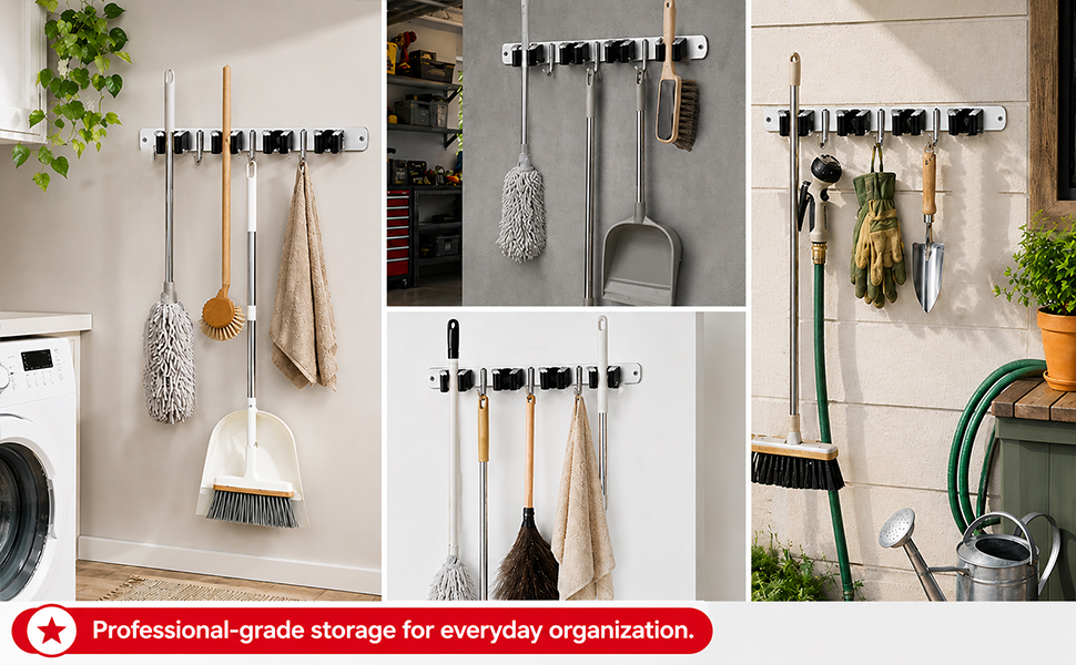 mop and broom holder stainless steel