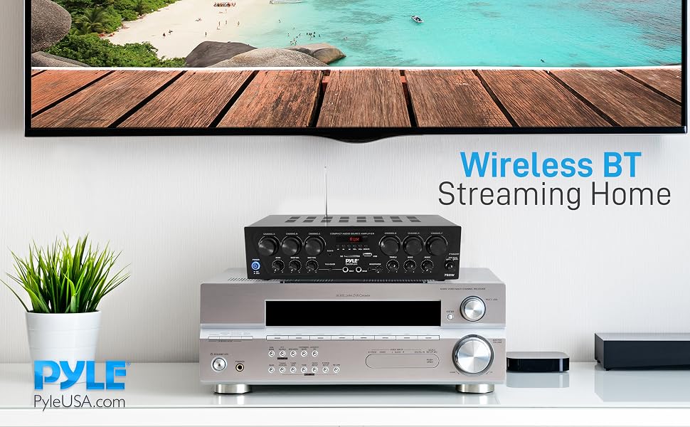 Bluetooth Home Audio Amplifier System - Upgraded 6 Channel 750 Watt Wireless Home Audio Sound Power