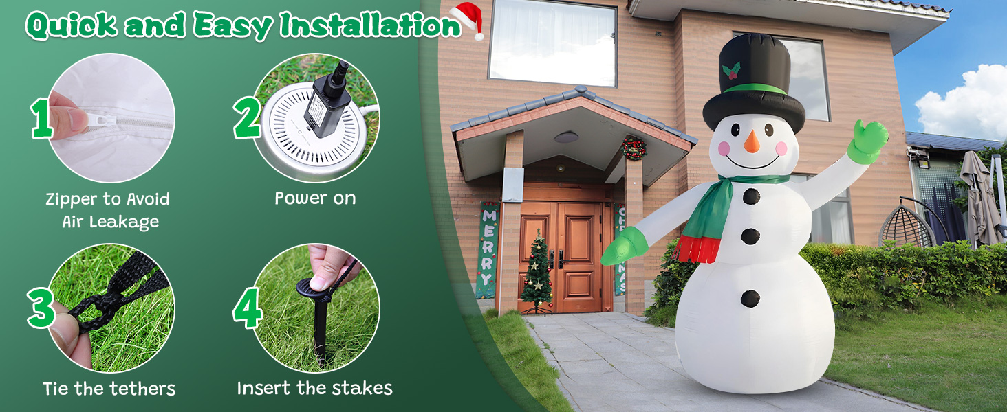installation of the snowman inflatable