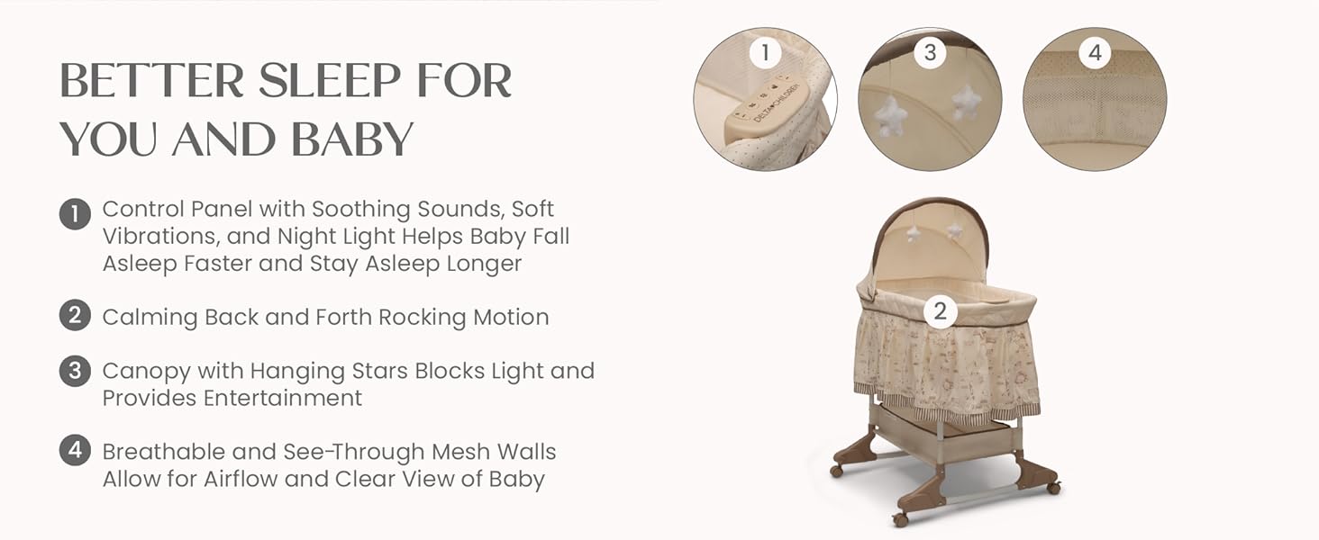 Rocking Bedside Bassinet, Play Time Jungle