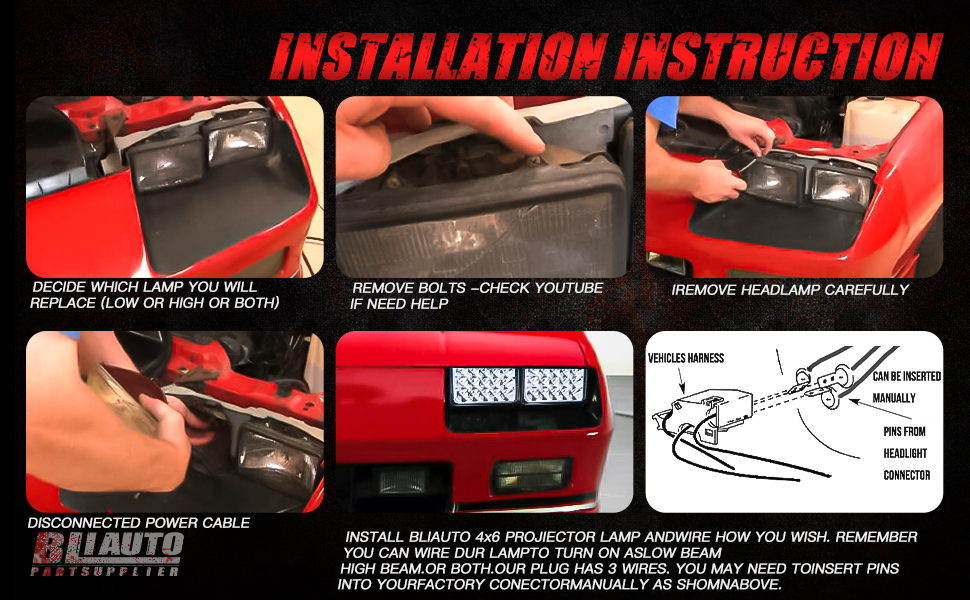4x6 led headlights installation