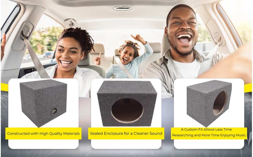 Single 15″ Sealed Subwoofer Rear Angle Sub Box Enclosure 5/8″ MDF Wood