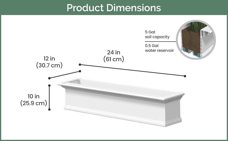 Yorkshire 2ft Window Box Dimension