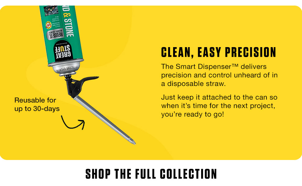 The smart dispenser allows you to reuse your can of Great Stuff for up to 30 days.