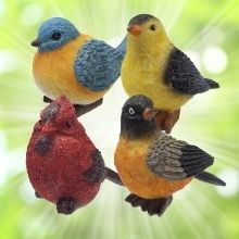 Set of 4 resin birds
