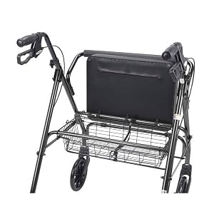 black Heavy duty walker with large padded seat