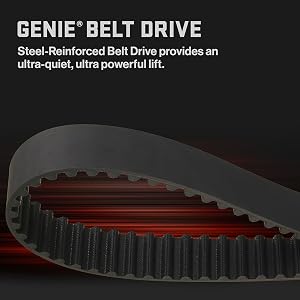 genie quietlift connect smart garage door opener steel reinforced belt drive, ultra quiet durable