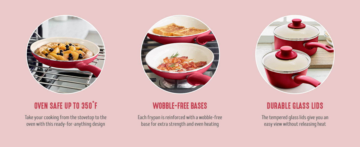 GreenLife, Ceramic Nonstick, PFAS-Free, Non-Toxic, Cookware, Frypans, Soft Grip