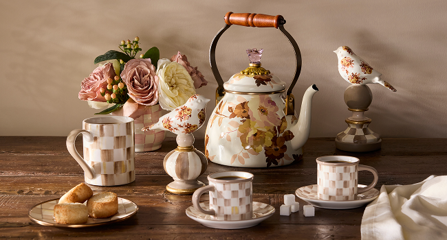 Wild Rose White and Mocha Check, a perfect pair of patterns.