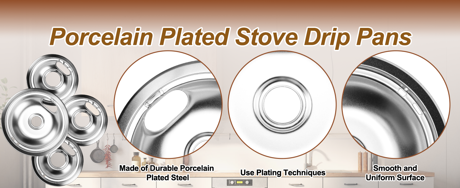 W10196405 W10196406 Electric Stove Burner Drip Pans MP22YA Electric Range Burner Element Unit Set