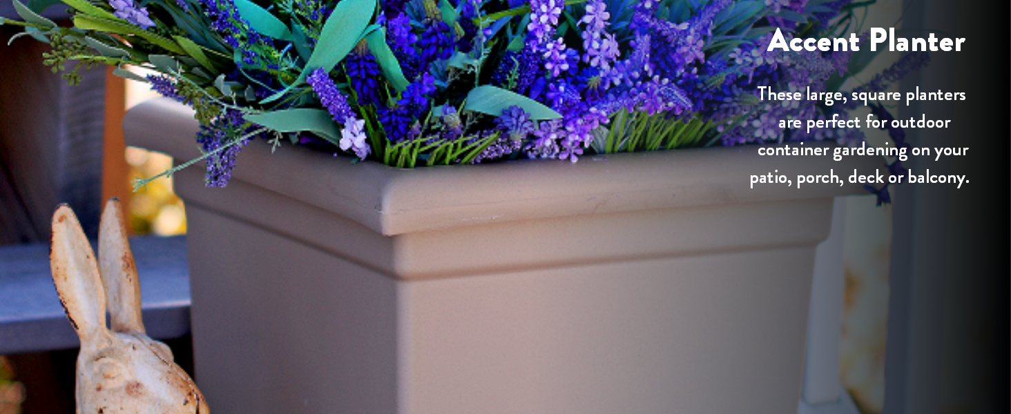 square planter; planter for patio; garden pot; garden planter; plant pot