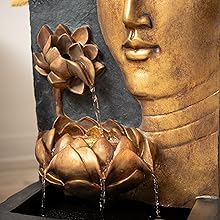 Buddha fountain, meditating Buddha fountain, Zen fountain, Buddha fountain with LED lights