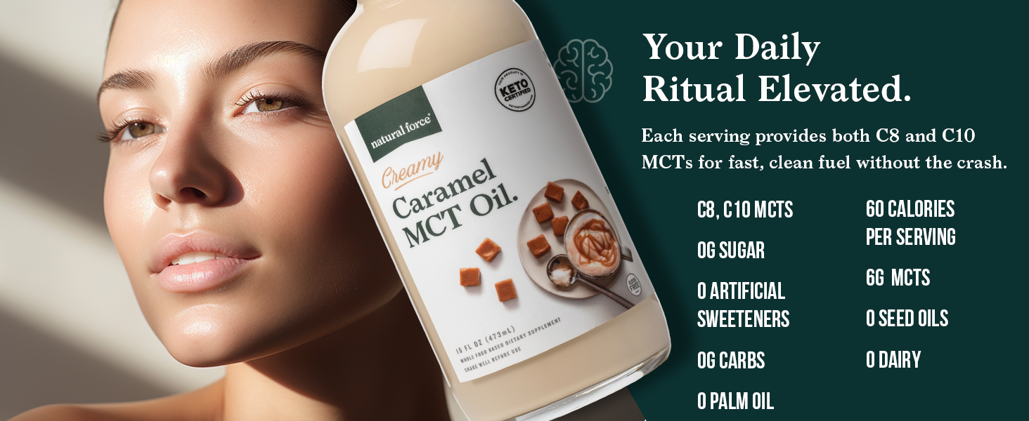 mcts c8, c10, 0g sugar,0g carbs,0 palm oil,60 calories per serving
