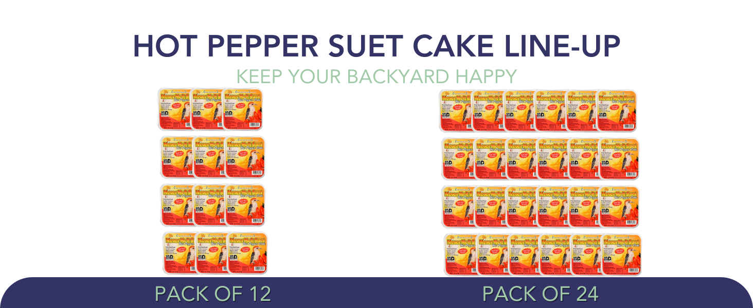Pine Tree Never Melt Hot Pepper Suet Cakes, 12 oz, 24 Cakes