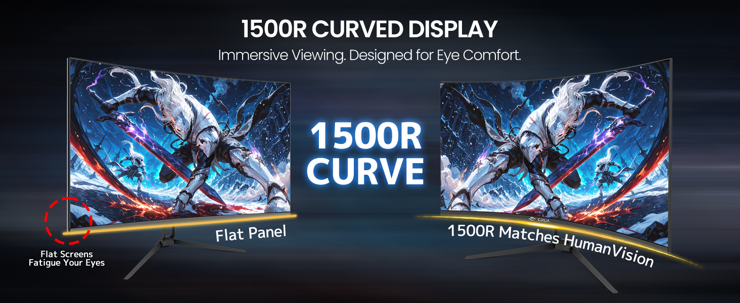 1500R curved surface embraces your field of vision